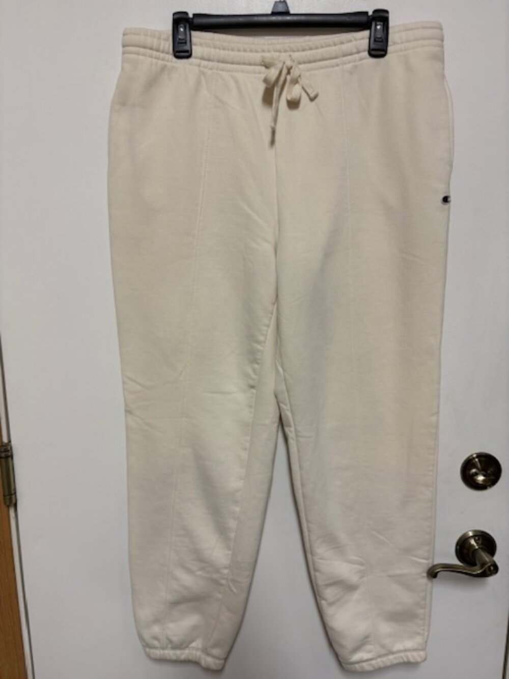 New Women Champion Cream Fleece Lined Center Seam Athletic Sweatpants. Sz. L